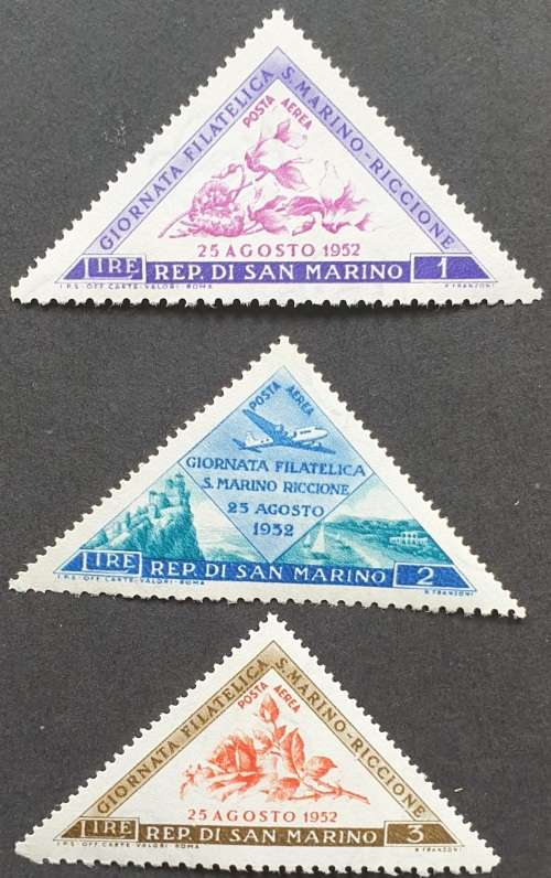 San Marino air postage stamps, 1952, new, never hinged