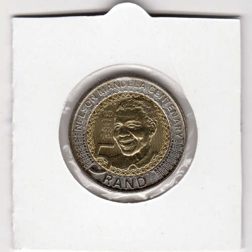 Nelson Mandela Centenary Five Rand - R5 2018 - Uncirculated In 2 x 2 Coin Flip