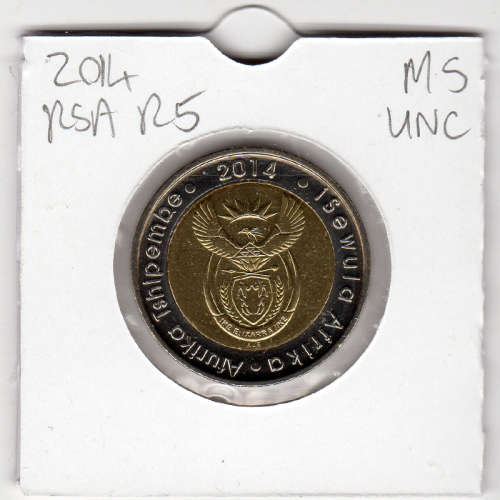 20 Years Of Democracy Five Rand - R5 2014 - Uncirculated In 2 x 2 Coin Flip