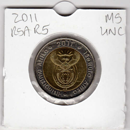 Reserve Bank 90 Years Five Rand - R5 2011 - Uncirculated In 2 x 2 Coin Flip