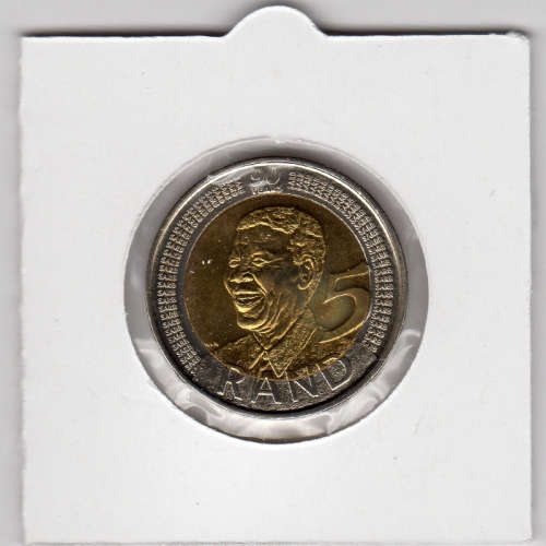 Nelson Mandela 90 Year Birthday Five Rand - R5 2008 - Uncirculated In 2 x 2 Coin Flip
