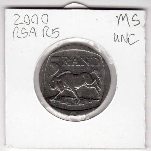 Nelson Mandela Smiley Five Rand - R5 2000 - Uncirculated In 2 x 2 Coin Flip