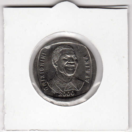 Nelson Mandela Smiley Five Rand - R5 2000 - Uncirculated In 2 x 2 Coin Flip