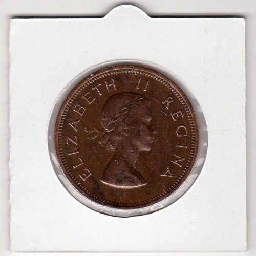1957 Union Of South Africa - 1 Penny - 1D - In 2 x 2 Coin Flip