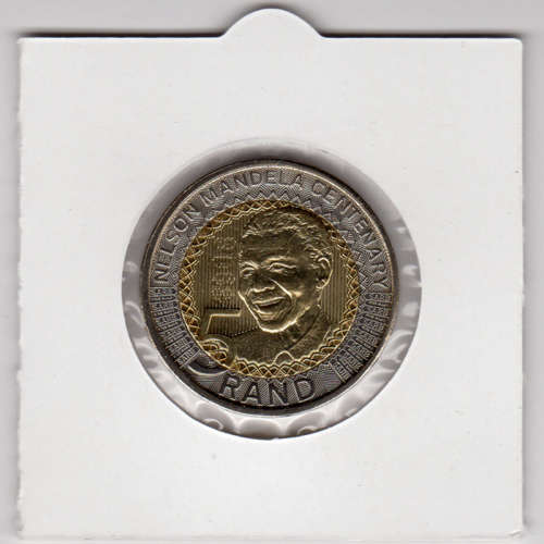 Nelson Mandela Centenary Five Rand - R5 2018 - Uncirculated In 2 x 2 Coin Flip