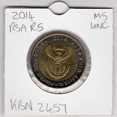 20 Years Of Democracy Five Rand - R5 2014 - Uncirculated In 2 x 2 Coin Flip