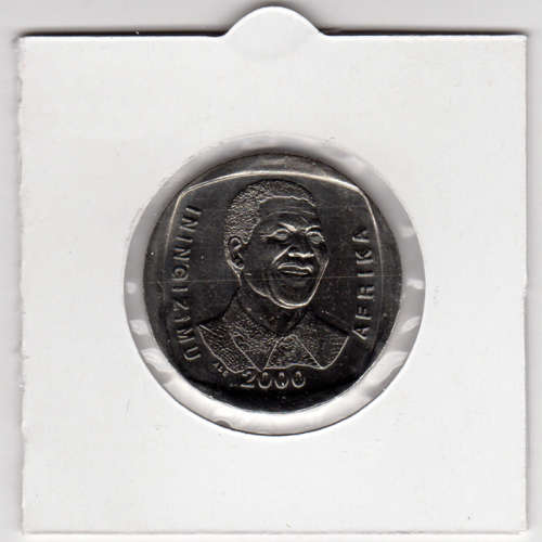 Nelson Mandela Smiley Five Rand - R5 2000 - Uncirculated In 2 x 2 Coin Flip