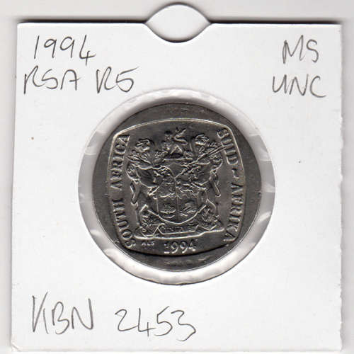 Nelson Mandela Inauguration Five Rand - R5 1994 - Uncirculated In 2 x 2 Coin Flip