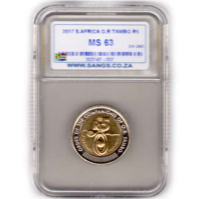 *** MS63 *** O R Tambo Five Rand - R5 2017 - Uncirculated SANGS Graded