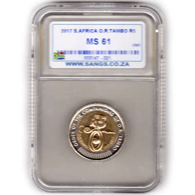 *** MS61 *** O R Tambo Five Rand - R5 2017 - Uncirculated SANGS Graded