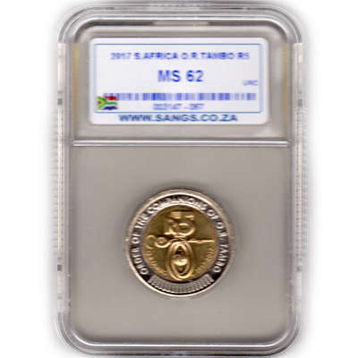 *** MS62 *** O R Tambo Five Rand - R5 2017 - Uncirculated SANGS Graded