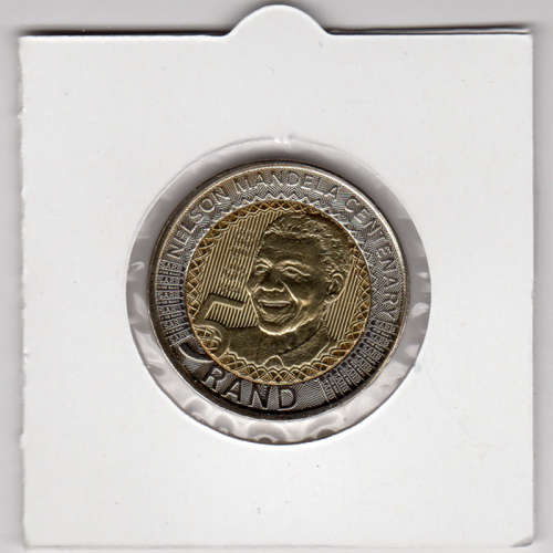 Nelson Mandela Centenary Five Rand - R5 2018 - Uncirculated In 2 x 2 Coin Flip