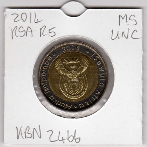 20 Years Of Democracy Five Rand - R5 2014 - Uncirculated In 2 x 2 Coin Flip