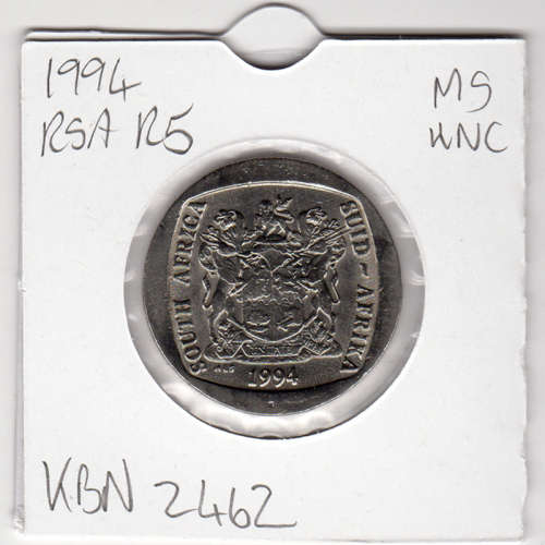 Nelson Mandela Inauguration Five Rand - R5 1994 - Uncirculated In 2 x 2 Coin Flip