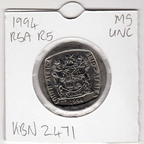 Nelson Mandela Inauguration Five Rand - R5 1994 - Uncirculated In 2 x 2 Coin Flip