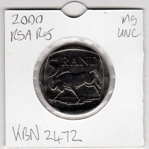 Nelson Mandela Smiley Five Rand - R5 2000 - Uncirculated In 2 x 2 Coin Flip