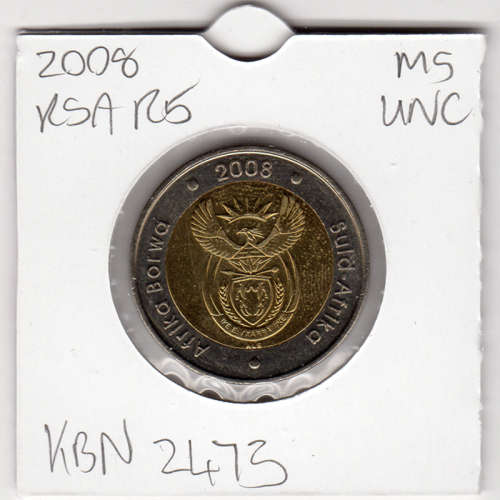 Nelson Mandela 90 Year Birthday Five Rand - R5 2008 - Uncirculated In 2 x 2 Coin Flip