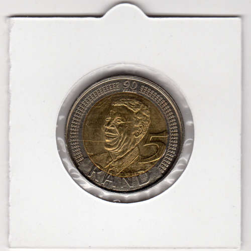 Nelson Mandela 90 Year Birthday Five Rand - R5 2008 - Uncirculated In 2 x 2 Coin Flip