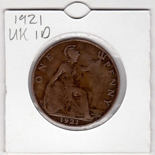 1921 UK - 1 Penny - 1D - In 2 x 2 Coin Flip