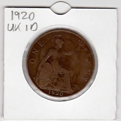 1920 UK - 1 Penny - 1D - In 2 x 2 Coin Flip