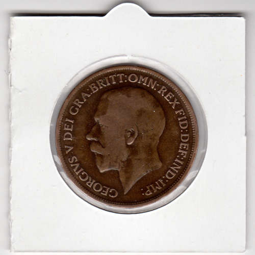 1919 UK - 1 Penny - 1D - In 2 x 2 Coin Flip