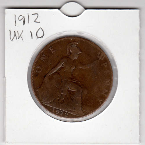 1912 UK - 1 Penny - 1D - In 2 x 2 Coin Flip