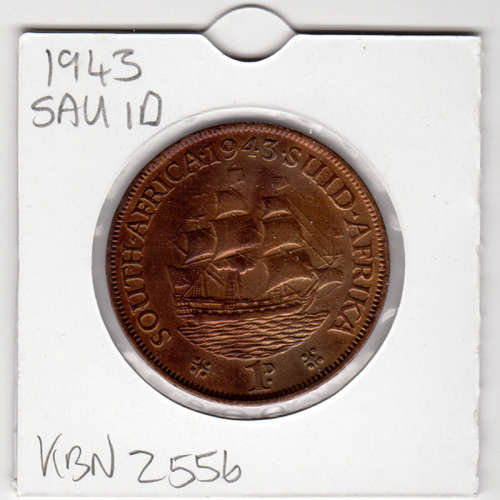 1943 Union Of South Africa - 1 Penny - 1D - In 2 x 2 Coin Flip