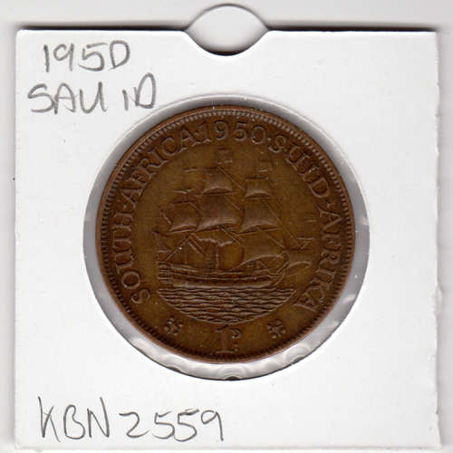 1950 Union Of South Africa - 1 Penny - 1D - In 2 x 2 Coin Flip
