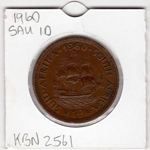 1960 Union Of South Africa - 1 Penny - 1D - In 2 x 2 Coin Flip