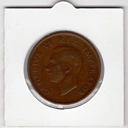 1938 Union Of South Africa - 1 Penny - 1D - In 2 x 2 Coin Flip