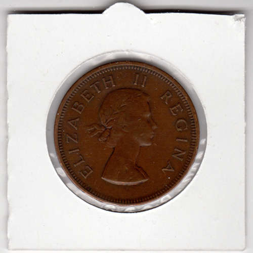 1954 Union Of South Africa - 1 Penny - 1D - In 2 x 2 Coin Flip