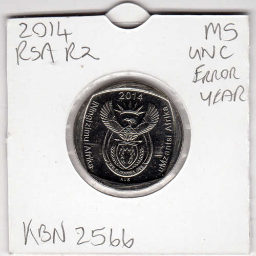 Union Building 100 Years ***ERROR YEAR" Two Rand - R2 2014 - UNC In 2 x 2 Coin Flip