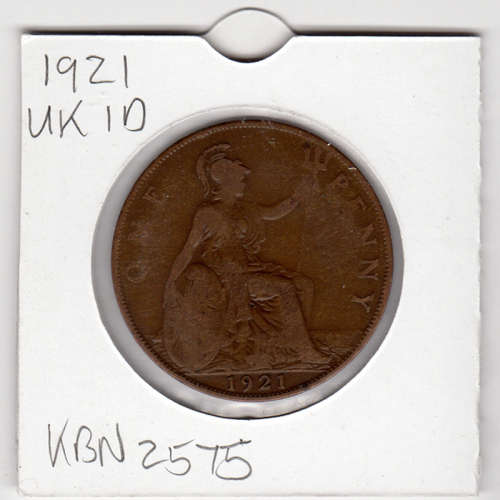 1921 UK - 1 Penny - 1D - In 2 x 2 Coin Flip