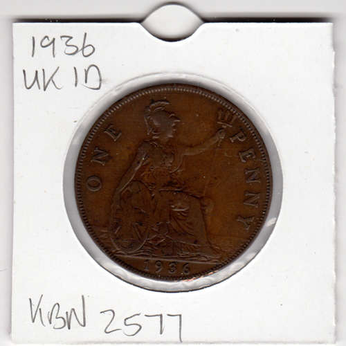1936 UK - 1 Penny - 1D - In 2 x 2 Coin Flip