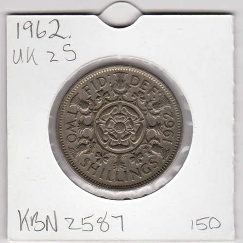 1962 UK - 2 Shillings - 2S - In 2 x 2 Coin Flip