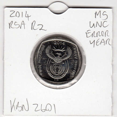 Union Building 100 Years ***ERROR YEAR" Two Rand - R2 2014 - UNC In 2 x 2 Coin Flip