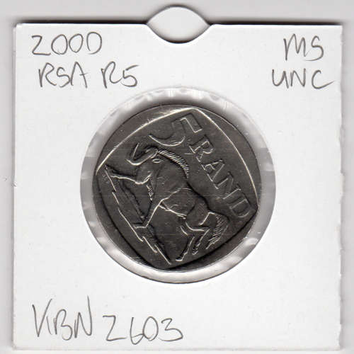 Nelson Mandela Smiley Five Rand - R5 2000 - Uncirculated In 2 x 2 Coin Flip