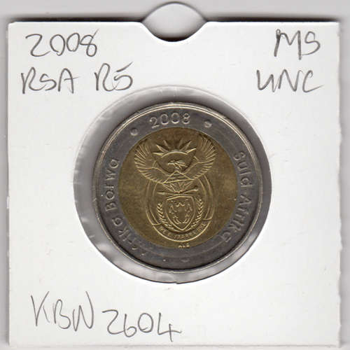 Nelson Mandela 90 Year Birthday Five Rand - R5 2008 - Uncirculated In 2 x 2 Coin Flip