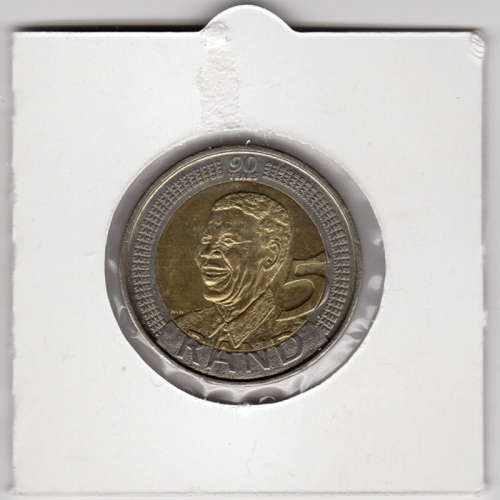Nelson Mandela 90 Year Birthday Five Rand - R5 2008 - Uncirculated In 2 x 2 Coin Flip