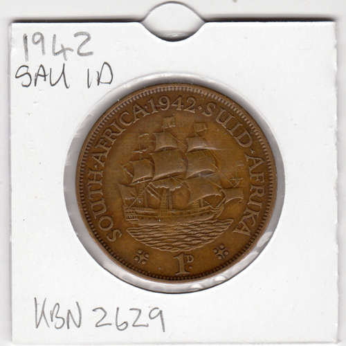 1942 Union Of South Africa - 1 Penny - 1D - In 2 x 2 Coin Flip
