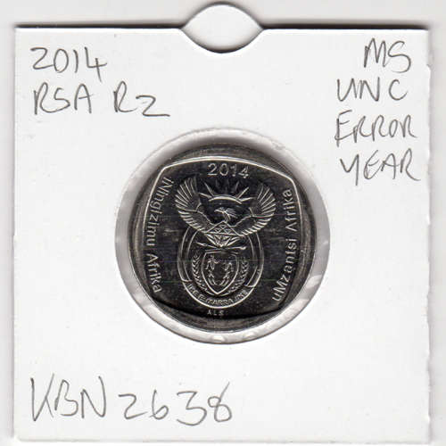 Union Building 100 Years ***ERROR YEAR" Two Rand - R2 2014 - UNC In 2 x 2 Coin Flip