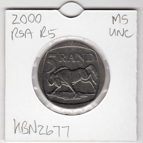 Nelson Mandela Smiley Five Rand - R5 2000 - Uncirculated In 2 x 2 Coin Flip