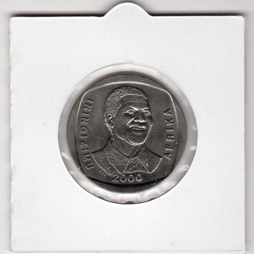 Nelson Mandela Smiley Five Rand - R5 2000 - Uncirculated In 2 x 2 Coin Flip