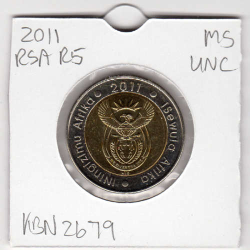 Reserve Bank 90 Years Five Rand - R5 2011 - Uncirculated In 2 x 2 Coin Flip