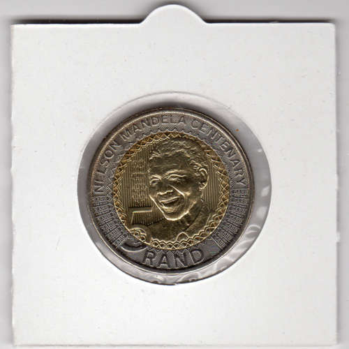 Nelson Mandela Centenary Five Rand - R5 2018 - Uncirculated In 2 x 2 Coin Flip