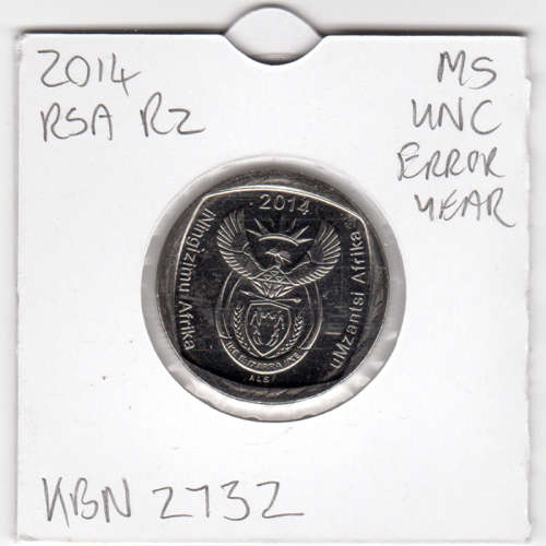 Union Building 100 Years ***ERROR YEAR" Two Rand - R2 2014 - UNC In 2 x 2 Coin Flip