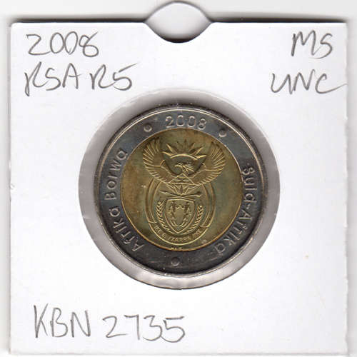 Nelson Mandela 90 Year Birthday Five Rand - R5 2008 - Uncirculated In 2 x 2 Coin Flip