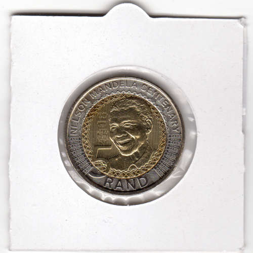 Nelson Mandela Centenary Five Rand - R5 2018 - Uncirculated In 2 x 2 Coin Flip