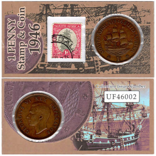 *** Coin & Stamp *** 1946 Union Of South Africa - 1 Penny - 1D - In Collection Coin Flip