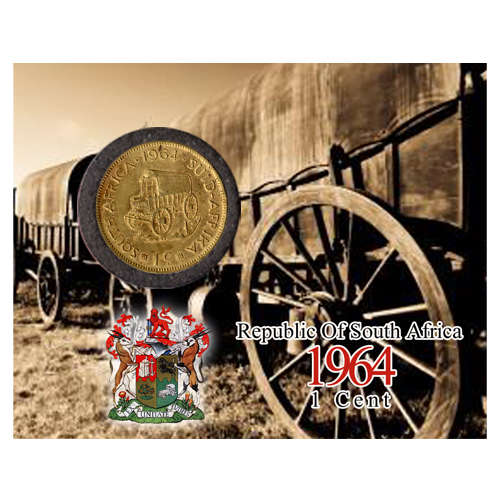 Republic Of South Africa One Cent Coin Flip - Eendrag Maak Mag / Unity Is Strength - 1c 1964